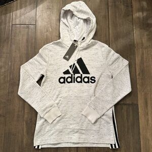 NWT Adidas white / heather gray hoodie - size small